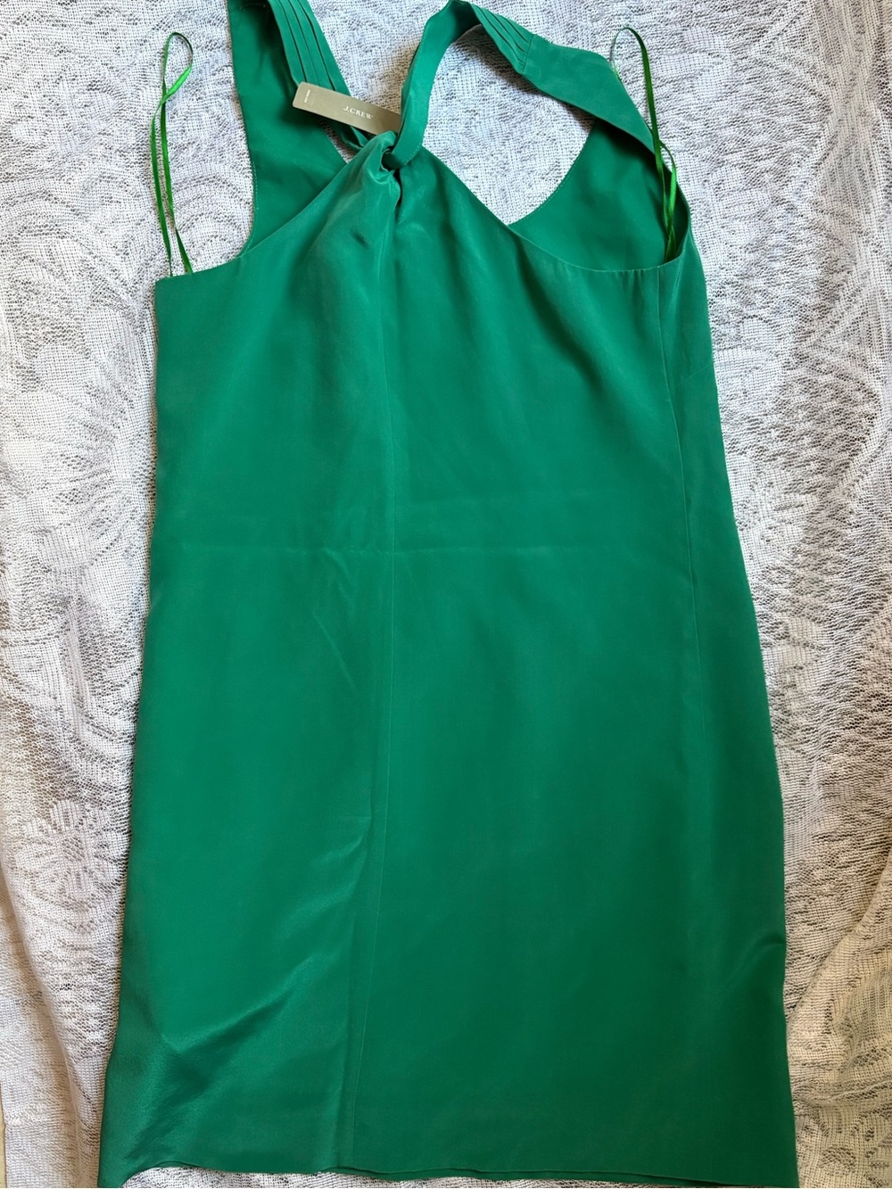 J. Crew Emerald One-Shoulder Twist Dress